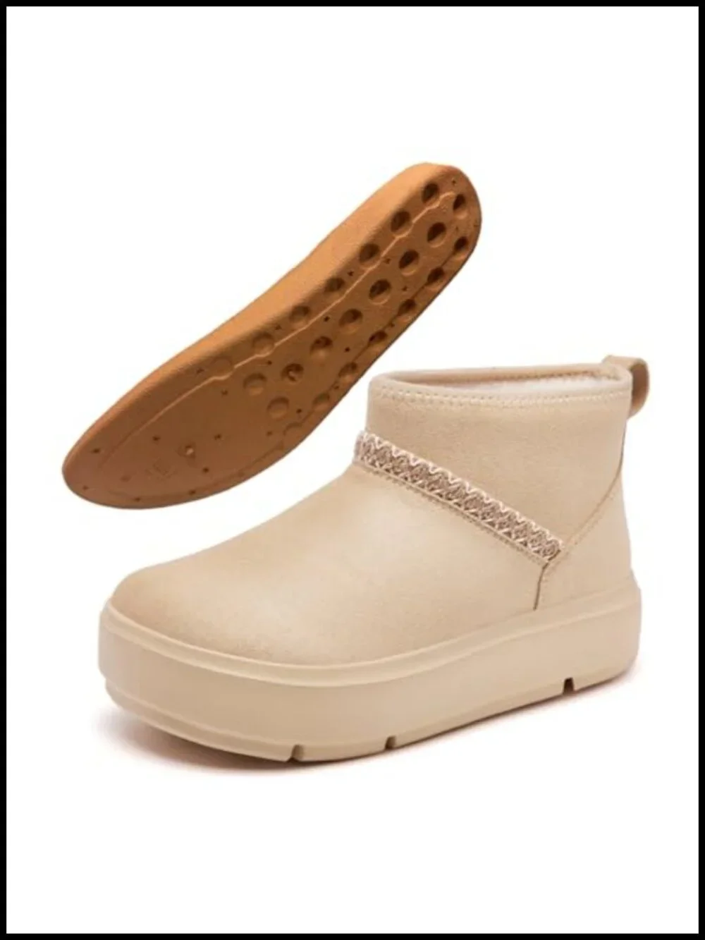Faux Fur Lined Platform Ankle Boots Non Slip Water Resistant Snow Booties Women